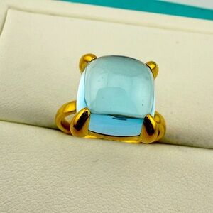 Tiffany & Co. 8ct Blue Topaz Sugar Stack Ring 18k Yellow Gold 8.25 💙